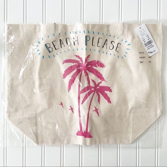 New York & Company - Canvas “Beach Please” Tote Bag - Picture 1 of 5